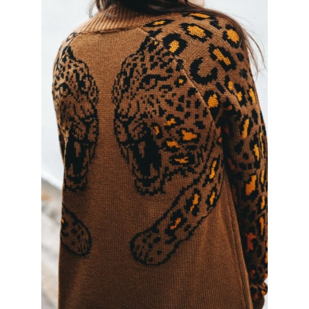 Show Me Your Mumu Big Bang Cardi Jumping Leopards Long Cardigan XS Mobwife